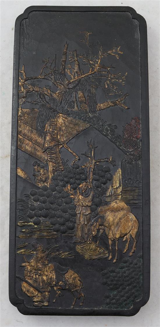 A Chinese rectangular ink cake, 18th/19th century, 24.5cm